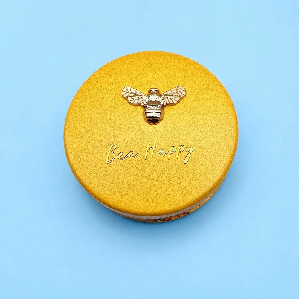 CGB Giftware Beekeeper Bee Happy Pill Box Compact Mirror w/ Box Gold -3516